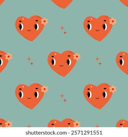 Bright pattern with cute hearts for Valentine's Day