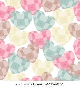  Bright pattern for fabrics, packaging backgrounds.  Seamless pattern. Multicolored hearts.