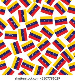 Patrón luminoso con banderas de Venezuela. Ilustración colorida con indicadores para el fondo. Patrón sin foco con banderas de Venezuela.