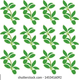 The bright pattern of green garnet's leaves. Simple design is good for prints on textile, wallpapers and wrapping paper. The green leaves on a white background