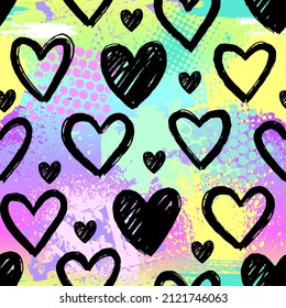 Bright pattern with hearts. Texture background. Wallpaper for teenager girls. Fashion style