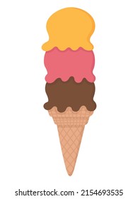 Bright pattern of ice cream. Flat doodle clipart. All objects are repainted.