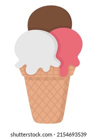 Bright pattern of ice cream. Flat doodle clipart. All objects are repainted.