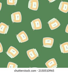 Bright pattern with jars of jam. pattern for kitchen textile design.

