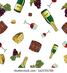 bright pattern on the theme of wine and winemaking