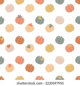 Bright pattern with pumpkins. Suitable for autumn decor, harvest festival, halloween, thanksgiving.