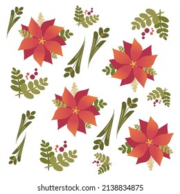 bright pattern with red flowers