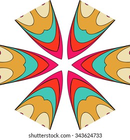 bright pattern in the style of the fifties, colorful kaleidoscope of red, orange and neon