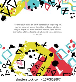 
Bright pattern with triangles, squares, splashes of colors.
Page. Ideal for bags, banners for business cards, printing on clothes and fabrics, covers for books and notebooks and much more.