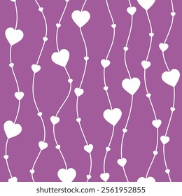 Bright pattern for a Valentine's Day. Design with bright hearts in purple