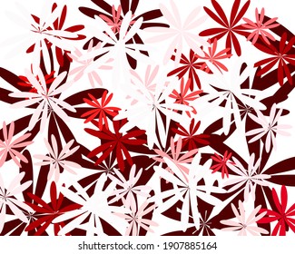 Bright pattern. Vector drawing with red, pale pink, white flowers on a white background. Bright colored illustrations with flowers. Template for web design, postcards, valentines, product presentation