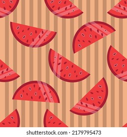 Bright pattern with watermelon slices. Summer textiles or juicy mood to decorate fabric and paper