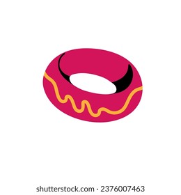 Bright patterned bracelet, retro pink bangle. Vintage ring jewellery, retrowave circle bijouterie, plastic jewelry. 80s fashion, 90s accessory. Flat isolated vector illustration on white background