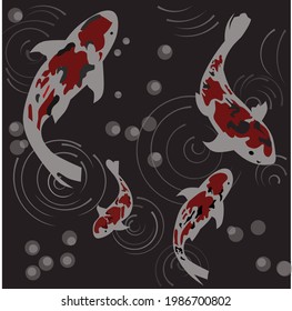 Bright patterned koi fish illustration