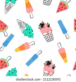 Bright patterns about summer holidays and recreation. Beach vacation accessories. Vector illustration isolated on white background.