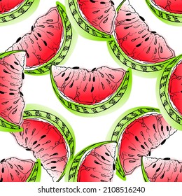 Bright patterns with watermelons  slices .vector illustration