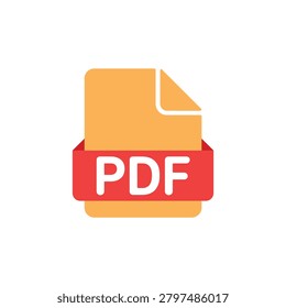 Bright PDF icon featuring a document with a folded corner and red accent for eye-catching digital and print applications