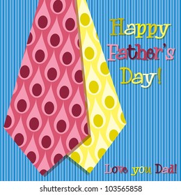 Bright peacock design 'Happy Father's Day' neck tie card in vector format.