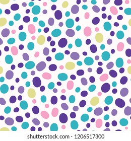 Bright Pebble Polka Dot Allover Seamless Vector Pattern, Hand Drawn Wonky Circles Illustration for Trendy Home Decor, Kids Girl Fashion Prints, Modern Wallpaper, Textiles. Party Gift Wrap Background.