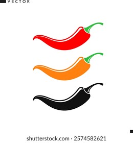 Bright pepper silhouette. Organic vegetable vector. Isolated chili pepper