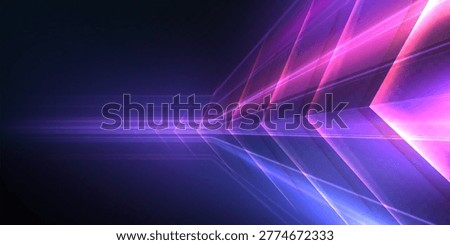 A bright perspective light road with blue, cyan and violet rays on a dark background, a futuristic vector high-speed tunnel and a glowing digital trajectory effect.