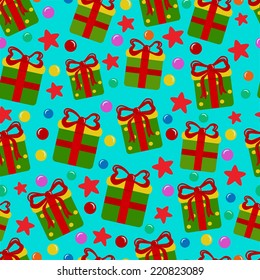 bright picture of beautiful Christmas gifts and balls