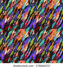 helle, malerische Textur. Nahtloses Vektormuster mit mehrfarbigen Splashes und Farbflecken. malerische Tapete