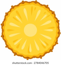 Bright pineapple slice vector isolated on black background, perfect for food branding, summer designs, stickers, and tropical themes.