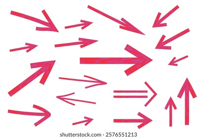 bright pink abstract arrows set vector