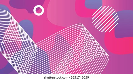 Bright pink abstract design with gradient overlays and flowing white wireframe lines. Great for tech banners, visuals, or digital posters.