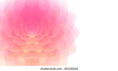 Bright pink abstract flower on a white background. Translucent petals.