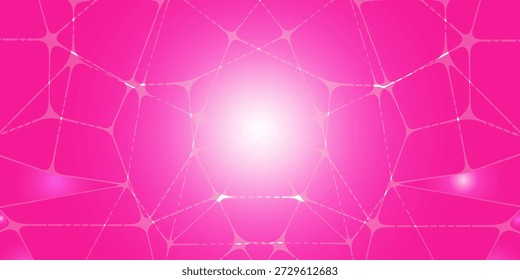 Bright Pink Abstract Network Pattern With Gleaming White Lines and Soft Glow Across Panels