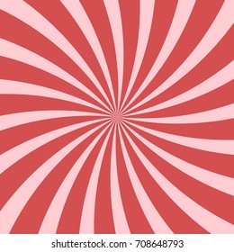 Bright pink abstract swirling radial pattern background. Vector design twisted spiral ray stripes. Vortex starburst spiral swirl. Wallpaper with fun sun light beams