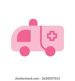 Bright Pink Ambulance Icon Representing Emergency Medical Services and Healthcare Transportation