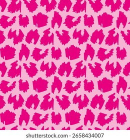 bright pink animalistic pattern on light pink background. Vector image.