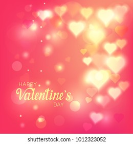 Bright pink Background with Hearts, Happy Valentine's Day.