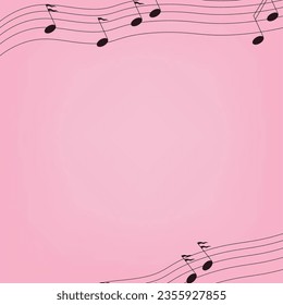 fondo rosa claro con notas musicales decoración en la esquina bonito y pequeño fondo cuadrado