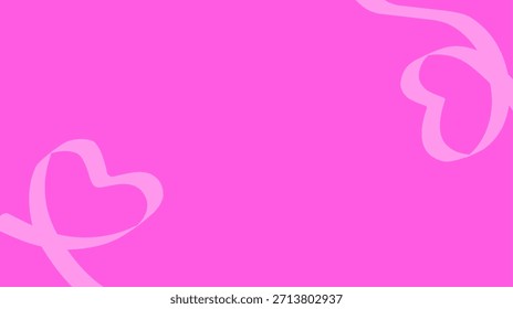 Fondo rosa brillante con sutiles curvas de cinta en forma de corazón
