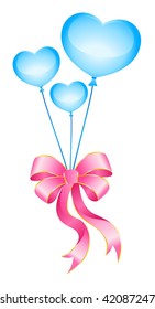 bright pink balloon with a bow on a background for a design