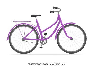 Bright pink bicycle parked at a sunny spot