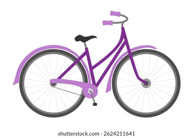 Bright pink bicycle parked at a sunny spot