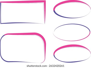 bright pink blue colored abstract geometric frames set