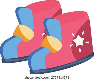  Bright pink boots with blue and red accents, perfect for adding a fun touch to any outfit.