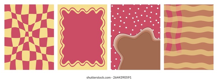 The bright pink, brown and yellow background color collection, both spotted and framing, is used in various decorations.
