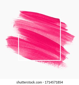 Bright Pink Brush Stroke Paint Abstract Background - Vector. Make Up Lipstick Design For Beauty Card, Shop Logo And Sale Banner.