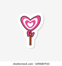 A bright pink candy in the style of pop art. Vector illustration. Fashionable design of clothes for girls. Sticker, badge, patch.