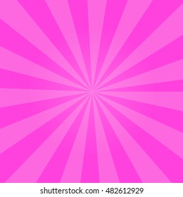 Bright pink cartoon background with repeated stripes around the center made in vector. Perfect shiny design with vibrant colors for girlish comics, hen-party posters. Valentines day concept.