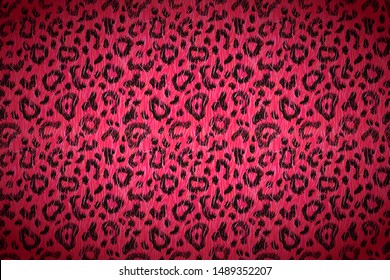 Bright pink cartoon leopard skin pattern, wide detailed background