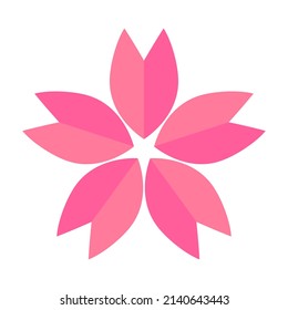 Bright pink cherry blossom. Vector.