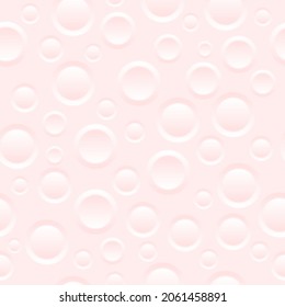 Bright pink circle seamles pattern with neumorphism effects, color gradient and texture